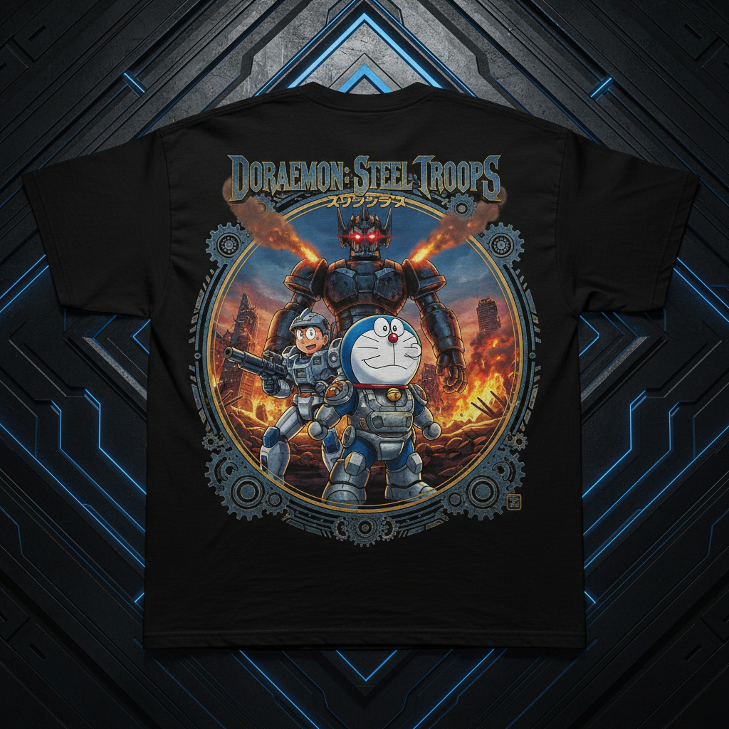 Doraemon Steel Troops Oversized Tee - Back