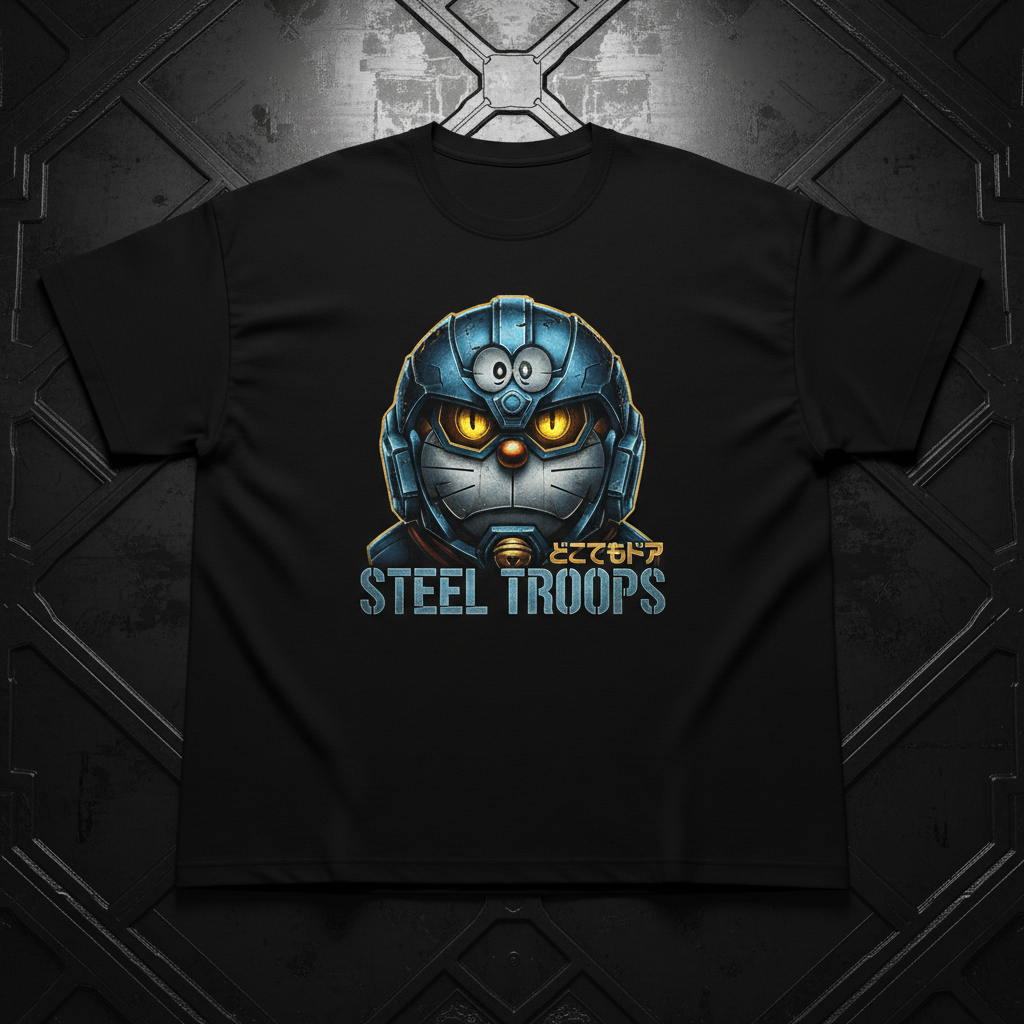 Doraemon Steel Troops Oversized Tee - Front