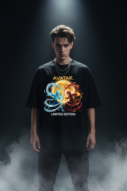Avatar The Last Airbender Oversized Tee - Back Design - Aang vs Zuko